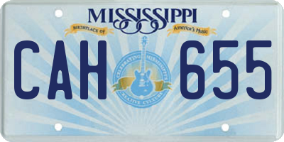 MS license plate CAH655