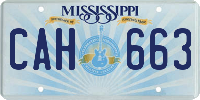 MS license plate CAH663