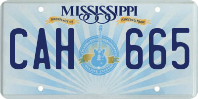 MS license plate CAH665