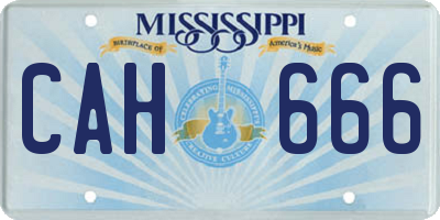 MS license plate CAH666