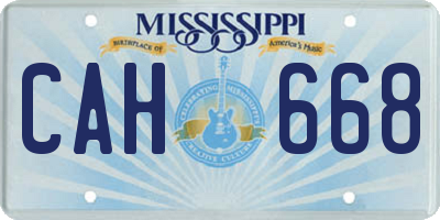 MS license plate CAH668