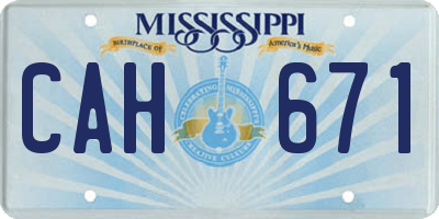 MS license plate CAH671