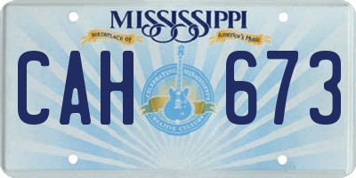 MS license plate CAH673