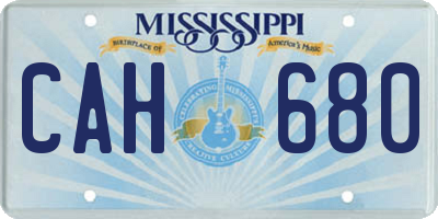 MS license plate CAH680