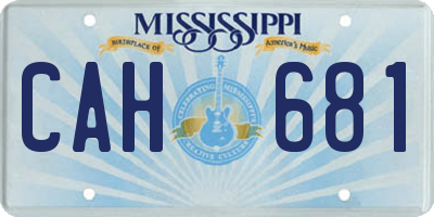 MS license plate CAH681