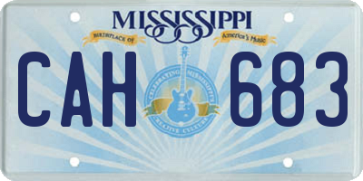 MS license plate CAH683