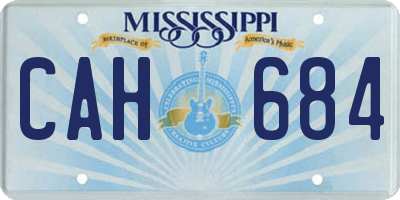 MS license plate CAH684