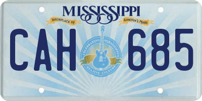 MS license plate CAH685