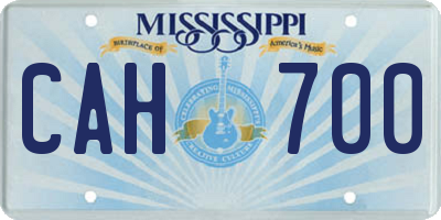 MS license plate CAH700