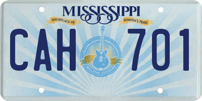 MS license plate CAH701