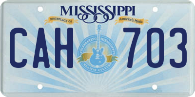 MS license plate CAH703