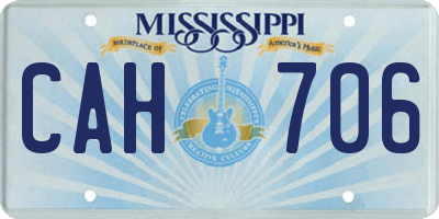 MS license plate CAH706