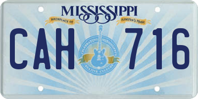 MS license plate CAH716