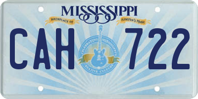 MS license plate CAH722