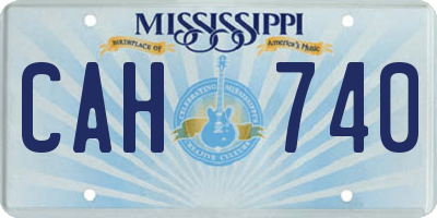MS license plate CAH740