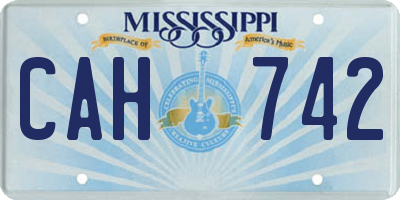 MS license plate CAH742