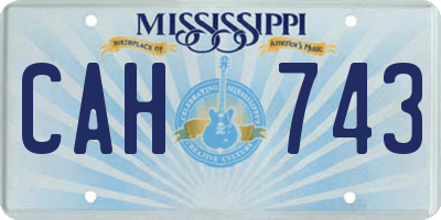 MS license plate CAH743
