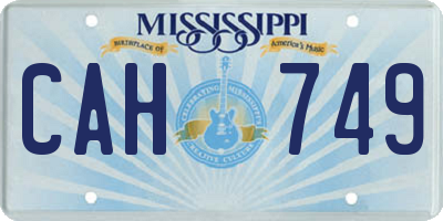 MS license plate CAH749