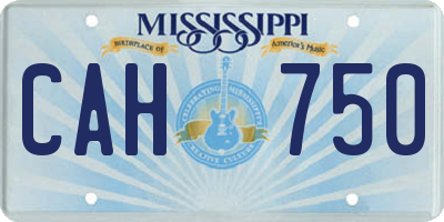 MS license plate CAH750