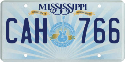 MS license plate CAH766
