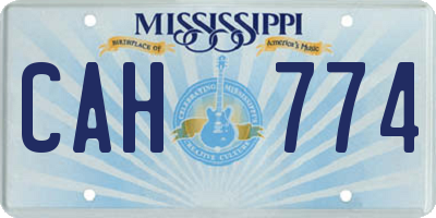 MS license plate CAH774