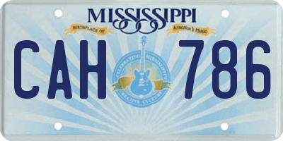 MS license plate CAH786