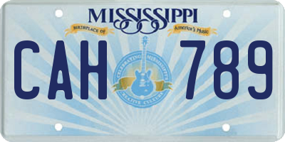 MS license plate CAH789