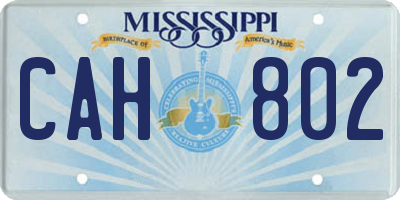 MS license plate CAH802