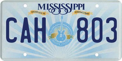 MS license plate CAH803