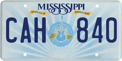 MS license plate CAH840