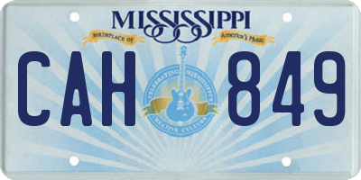 MS license plate CAH849