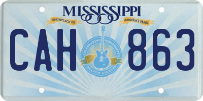 MS license plate CAH863