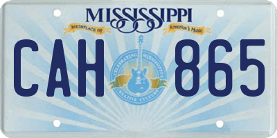 MS license plate CAH865