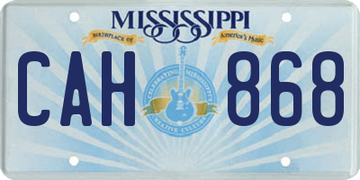 MS license plate CAH868