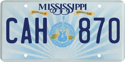 MS license plate CAH870