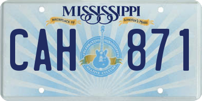 MS license plate CAH871