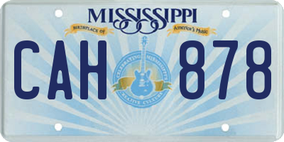 MS license plate CAH878