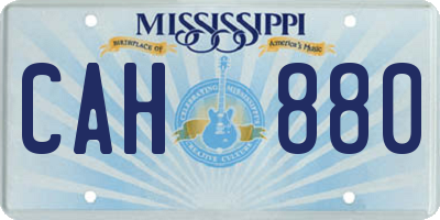 MS license plate CAH880