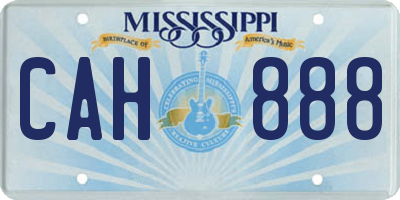 MS license plate CAH888