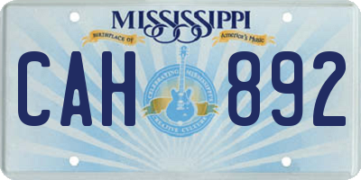 MS license plate CAH892