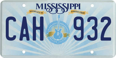 MS license plate CAH932