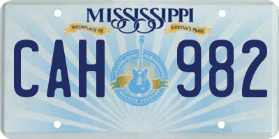 MS license plate CAH982