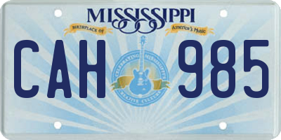 MS license plate CAH985