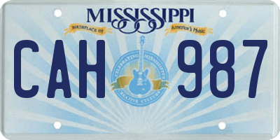 MS license plate CAH987