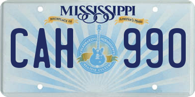 MS license plate CAH990