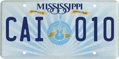 MS license plate CAI010