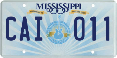 MS license plate CAI011