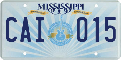 MS license plate CAI015