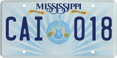 MS license plate CAI018