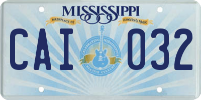 MS license plate CAI032